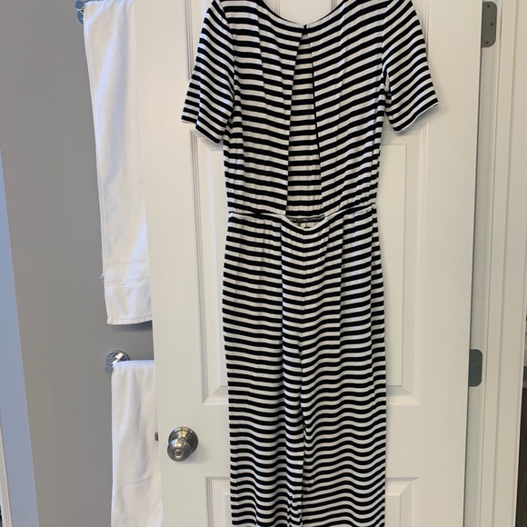 DVF Kendra Striped Open Back Jumpsuit Size 8 - Picture 9 of 9